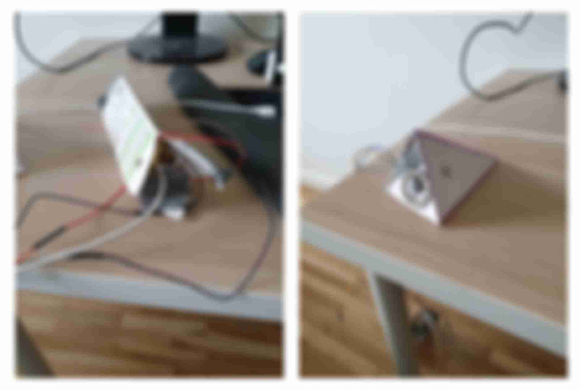 Two prototypes for the Balance Flip made out of cardboard with an arduino inside of it.